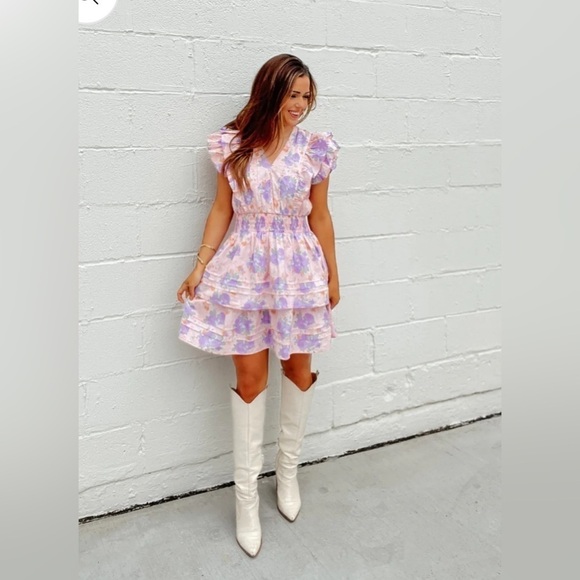 Nwt Pinch Micah Pink Floral Dress Size Large - Picture 1 of 12